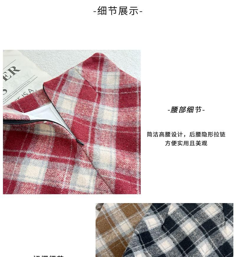 High Rise Plaid Mini Pencil Skirt Product Image