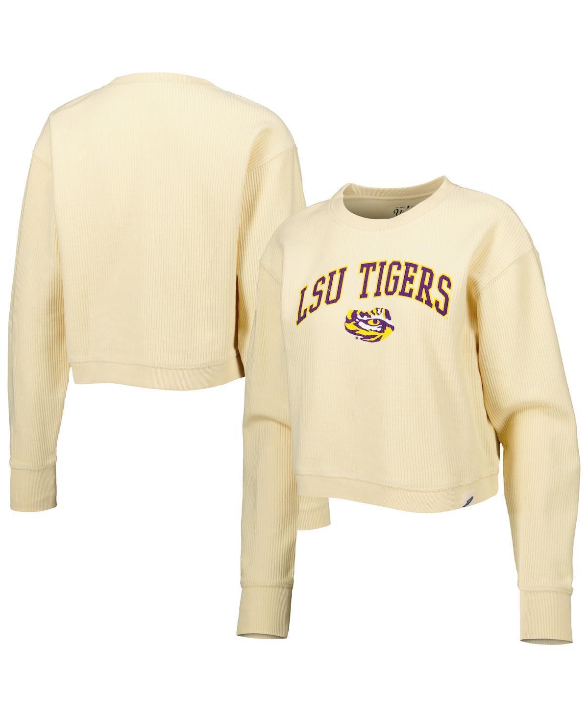 Womens League Collegiate Wear Cream Lsu Tigers Classic Campus Corded Timber Sweatshirt product image