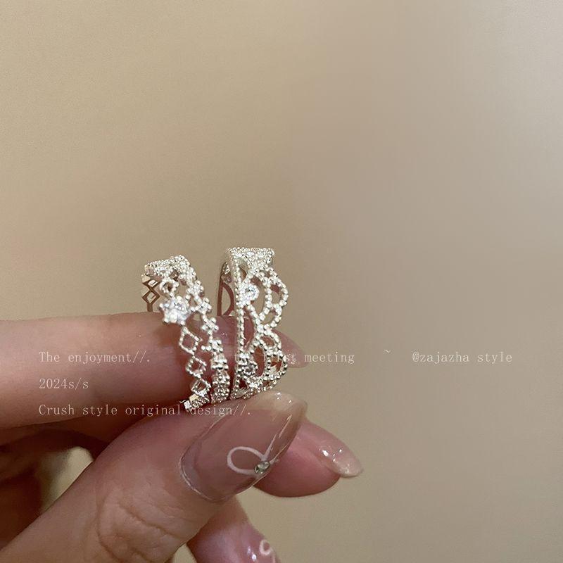 CZ Cutout Alloy Open Ring Product Image