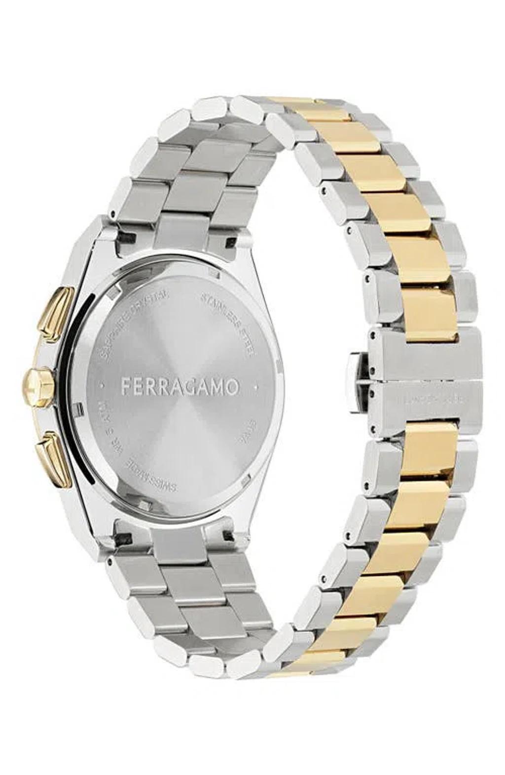 FERRAGAMO Vega Upper East Chronograph, 42mm In Green/two-tone Product Image