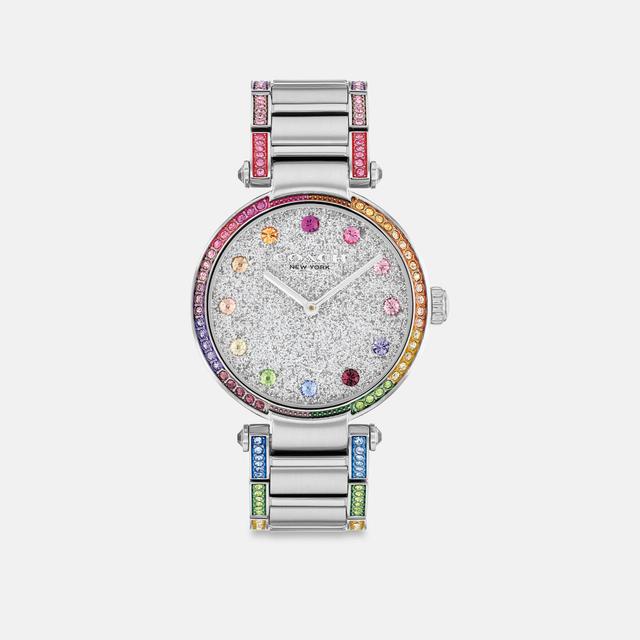 COACH Womens Cary Quartz Analog Crystal Rainbow Pave Stainless Steel Bracelet Watch Product Image