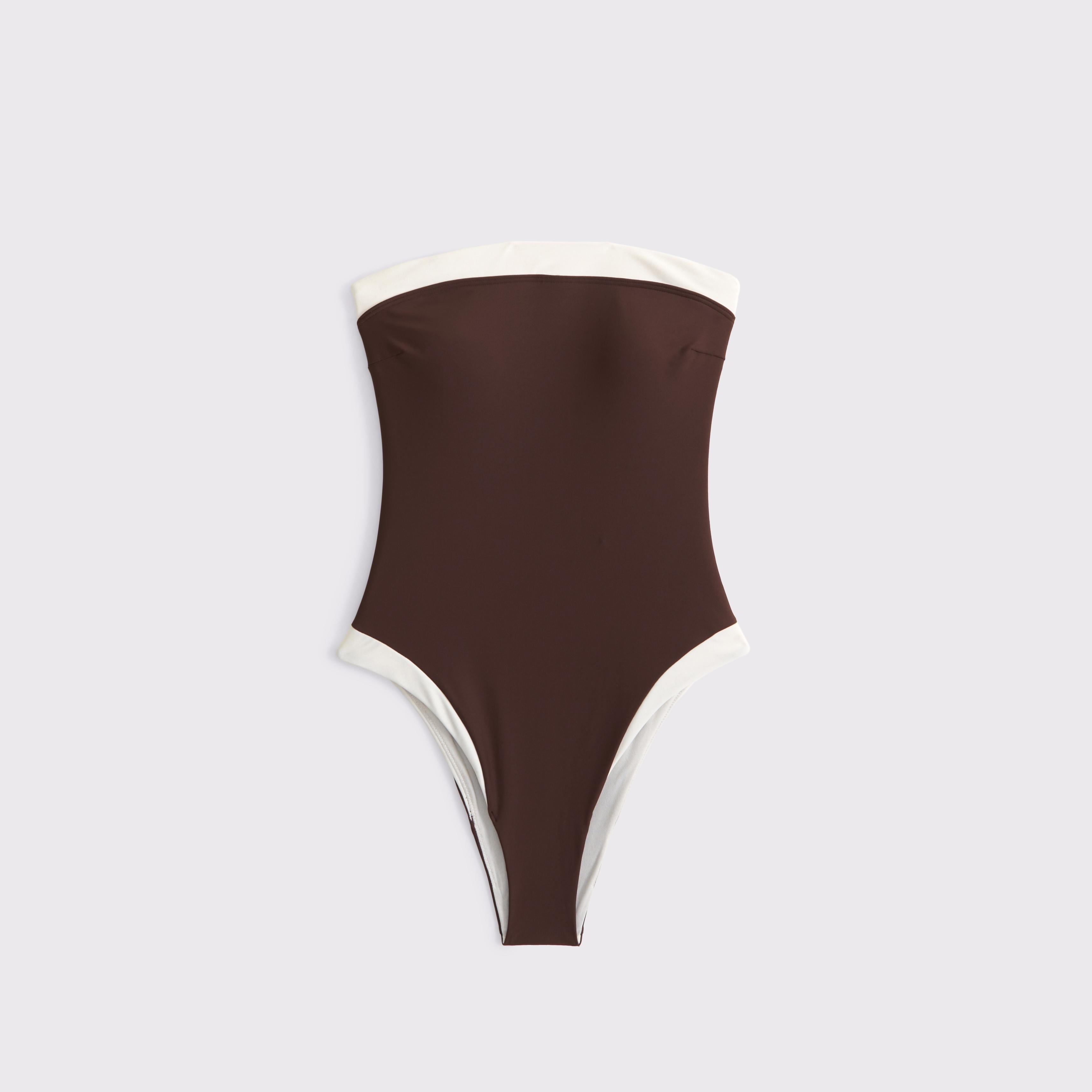 Straight Neck One-Piece Swimsuit Product Image