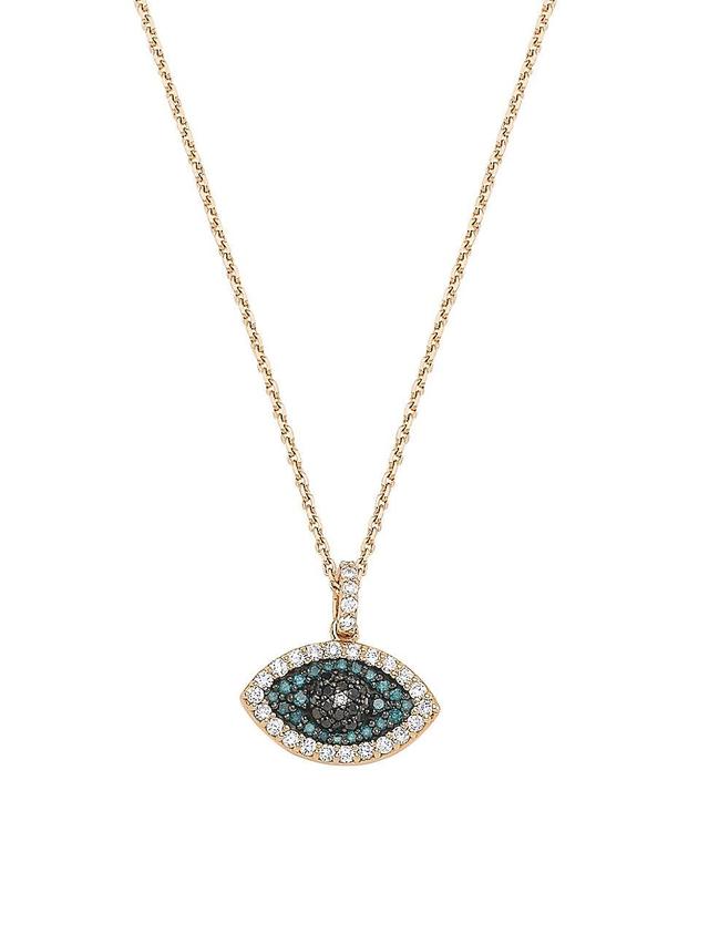 Womens Eye Light 14K Rose Gold & Multicolor Diamond Necklace Product Image