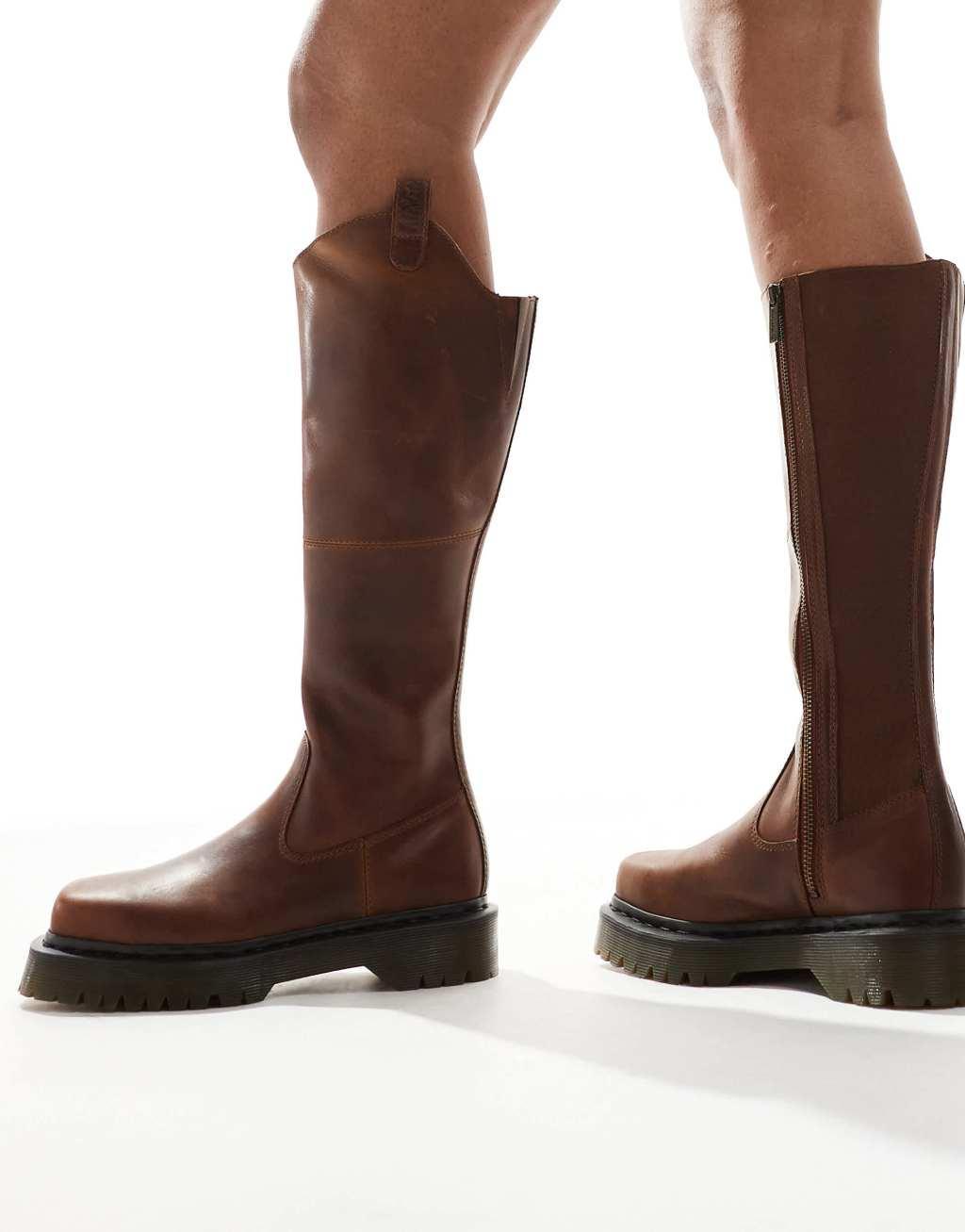 Dr Martens Amaayah knee high boots in brown Product Image