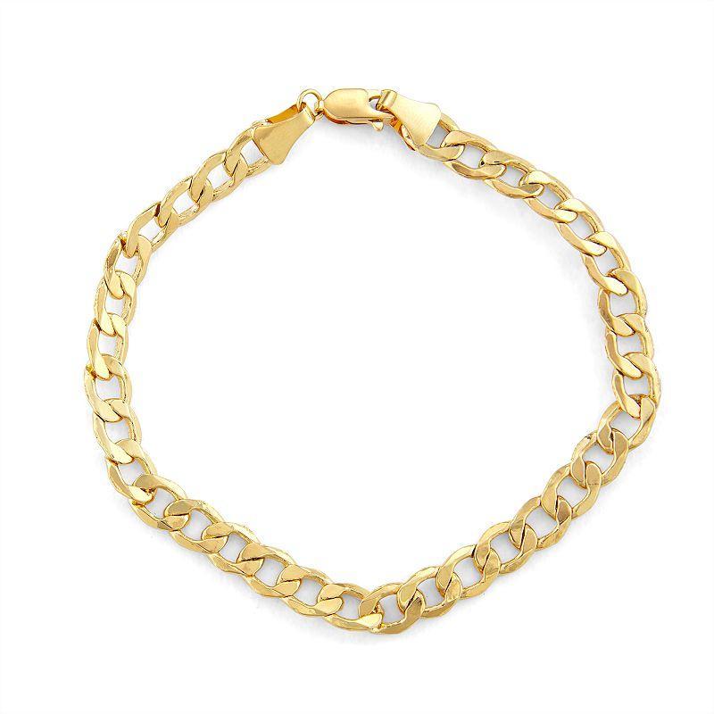 Jordan Blue Mens 14k Gold Cuban Curb Chain Bracelet Yellow Product Image