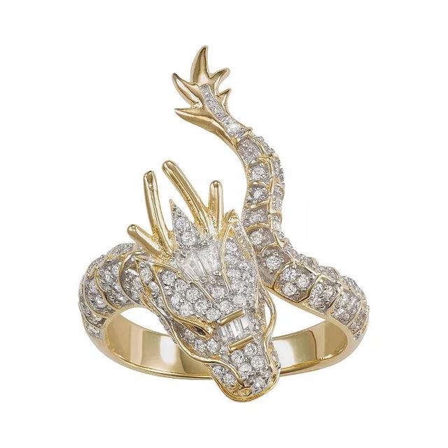 Designs by Gioelli 14k Gold Over Silver Cubic Zirconia Dragon Ring, Womens Yellow Product Image