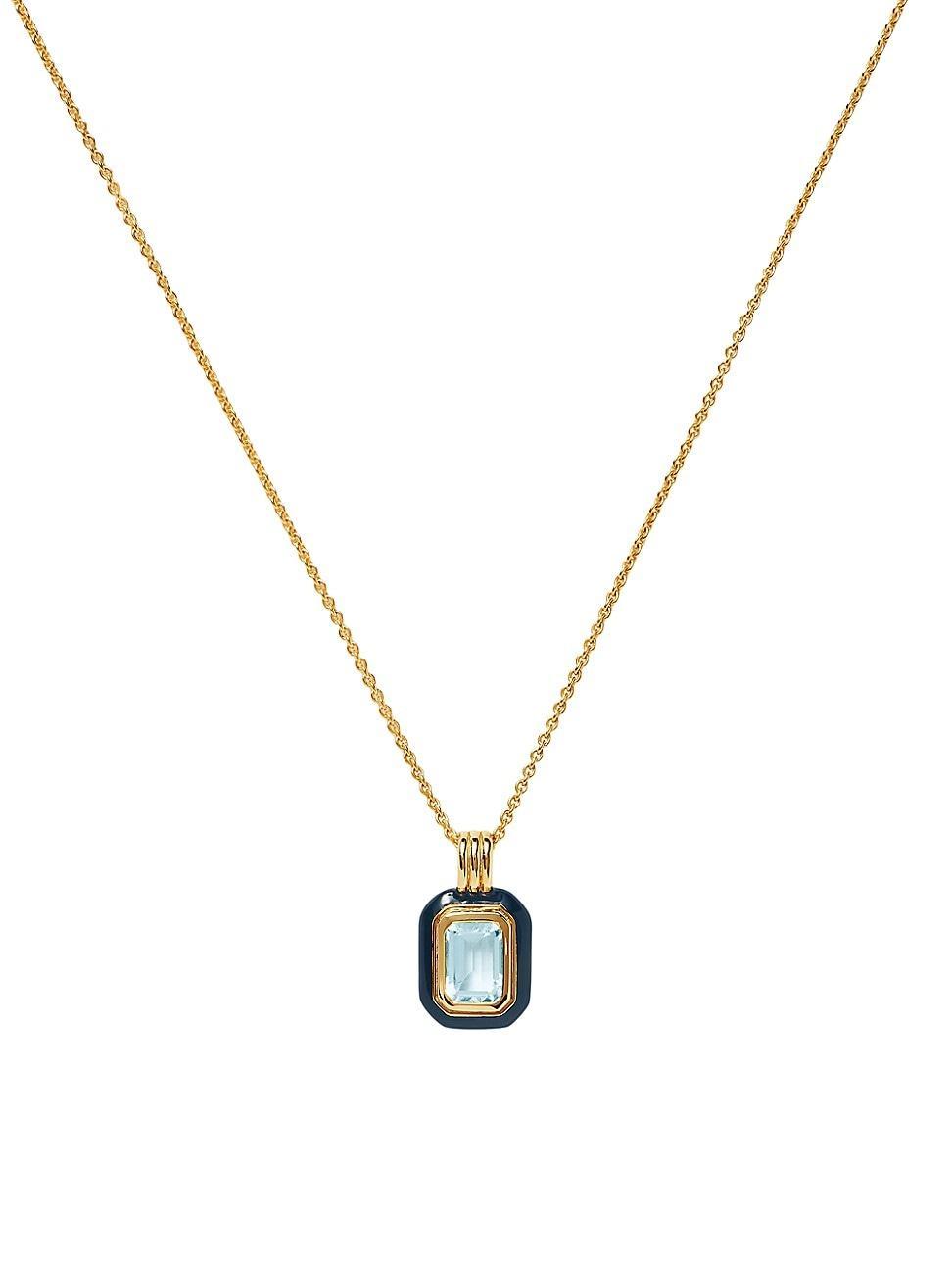 Womens 18K Yellow Gold, Cubic Zirconia, & Enamel Pendant Necklace Product Image