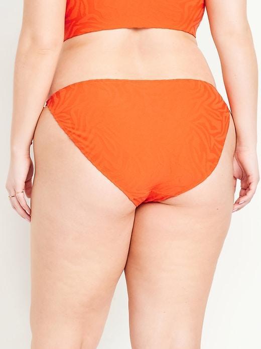 Mid-Rise Textured String Bikini Swim Bottoms Product Image