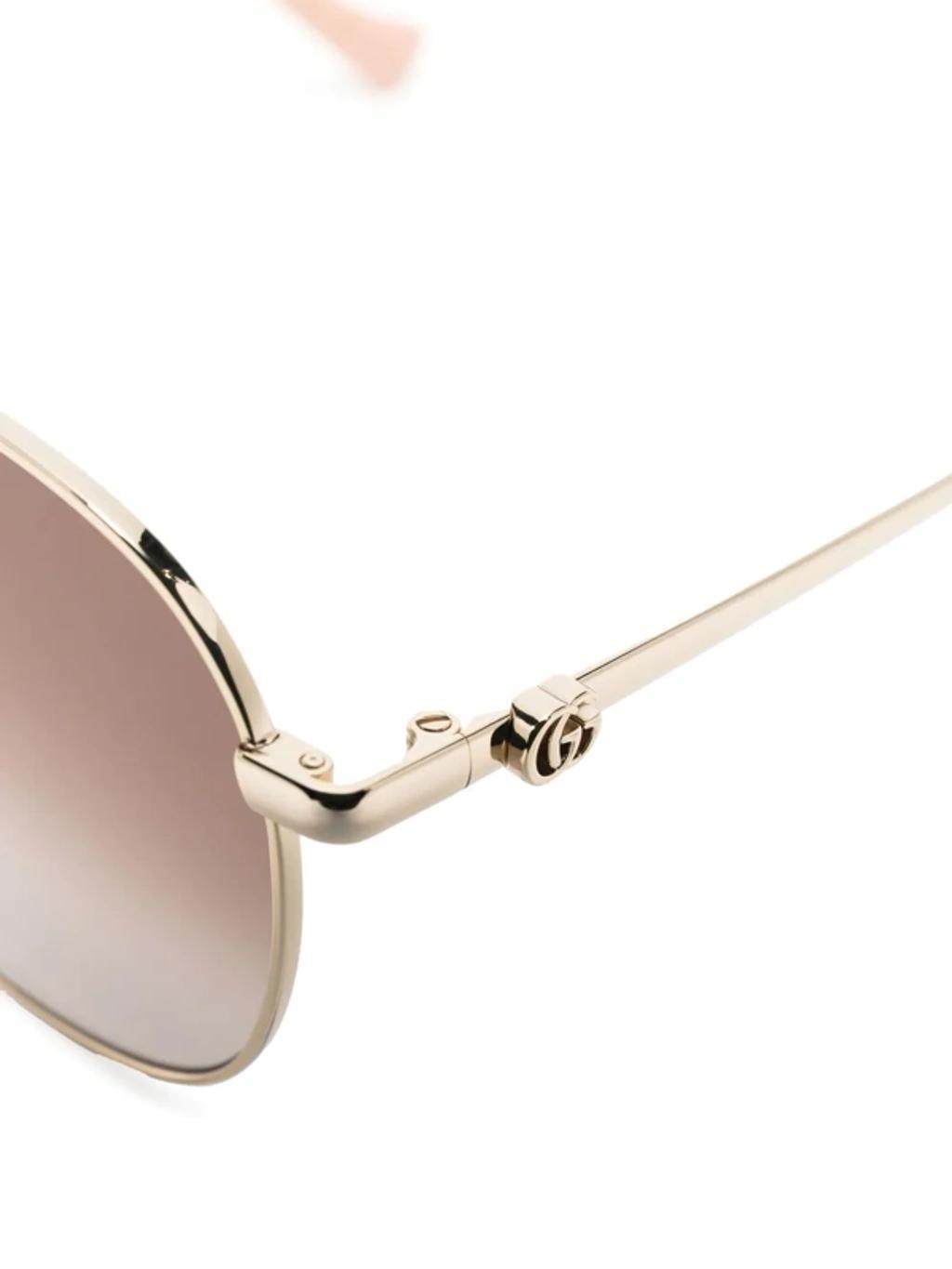 Square Tinted Sunglasses In Gold Product Image