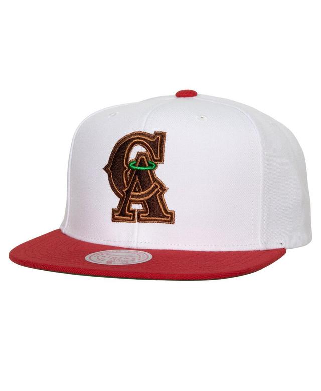 Mens Mitchell & Ness White, California Angels Hometown Snapback Hat Product Image