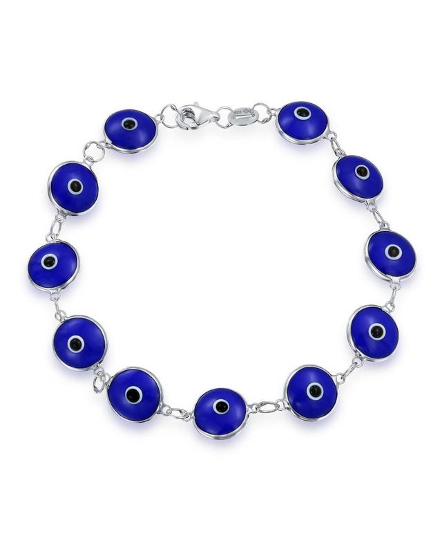 Bling Jewelry Protection Good Luck Amulet Turkish Glass Bead Evil Eye Bracelet For Women Sterling Silver Navy Blue 7 Inch Product Image