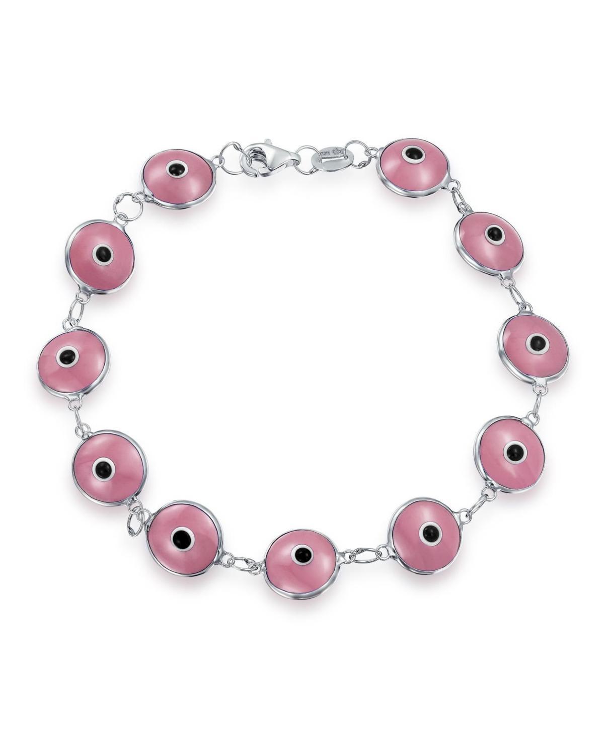 Bling Jewelry Protection Good Luck Amulet Turkish Glass Bead Evil Eye Bracelet For Women Sterling Silver Pink 7.5 Inch Product Image