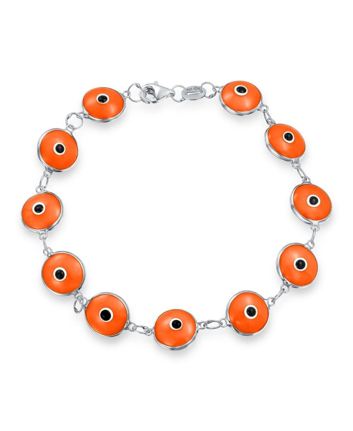 Bling Jewelry Protection Good Luck Amulet Turkish Opaque Orange Glass Bead Evil Eye Bracelet For Women Sterling Silver 7 Inch Product Image