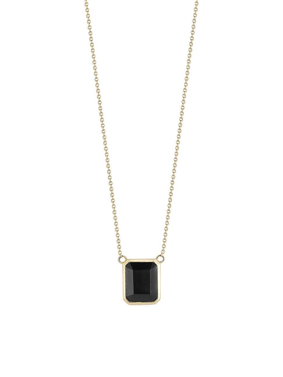 Mens Onyx & 14K Yellow Gold Escapulario Pendant Necklace Product Image