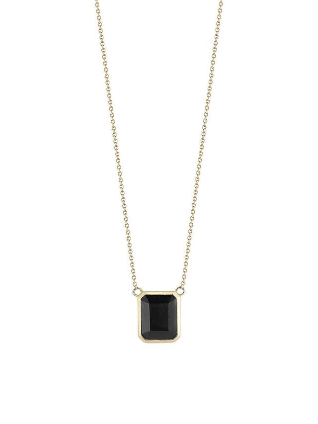 Mens Onyx & 14K Yellow Gold Escapulario Pendant Necklace Product Image