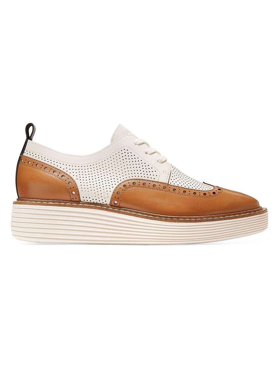 Cole Haan Originalgrand Platform Wing Tip Oxford (Pecan/Ivory) Women's Shoes Product Image