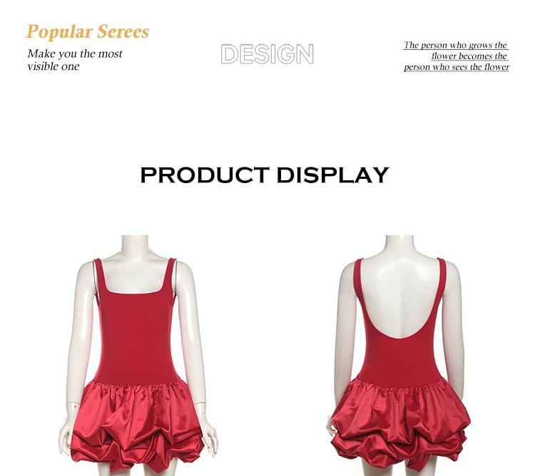 Sleeveless Square Neck Plain Mini A-Line Dress Product Image