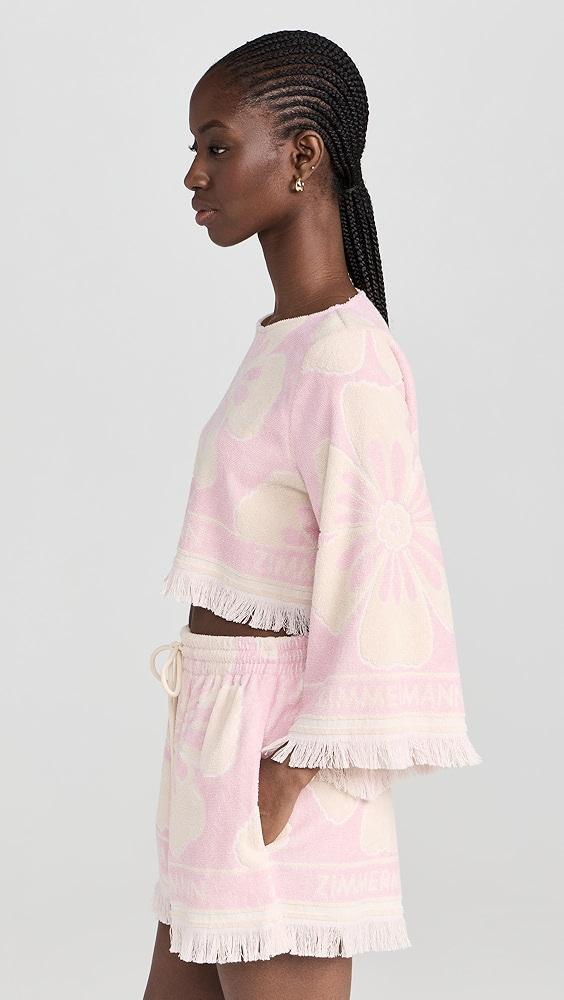 Zimmermann Pop Long Sleeve Towelling Crop Top | Shopbop Product Image