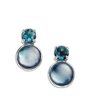 Ippolita Sterling Silver Rock Candy London Blue Topaz & Rock Crystal, Mother of Pearl & Onyx Triplet Stud Earrings Product Image