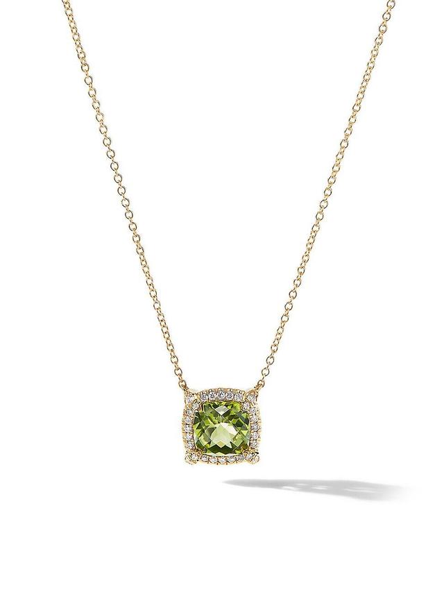 Womens Petite Chatelaine Pav Bezel Pendant Necklace in 18K Yellow Gold with Diamonds Product Image