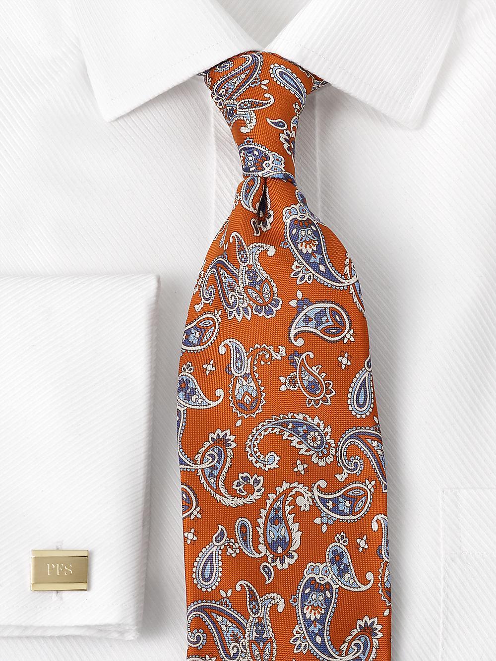 Paisley Woven Silk Tie - Orange/blue Product Image