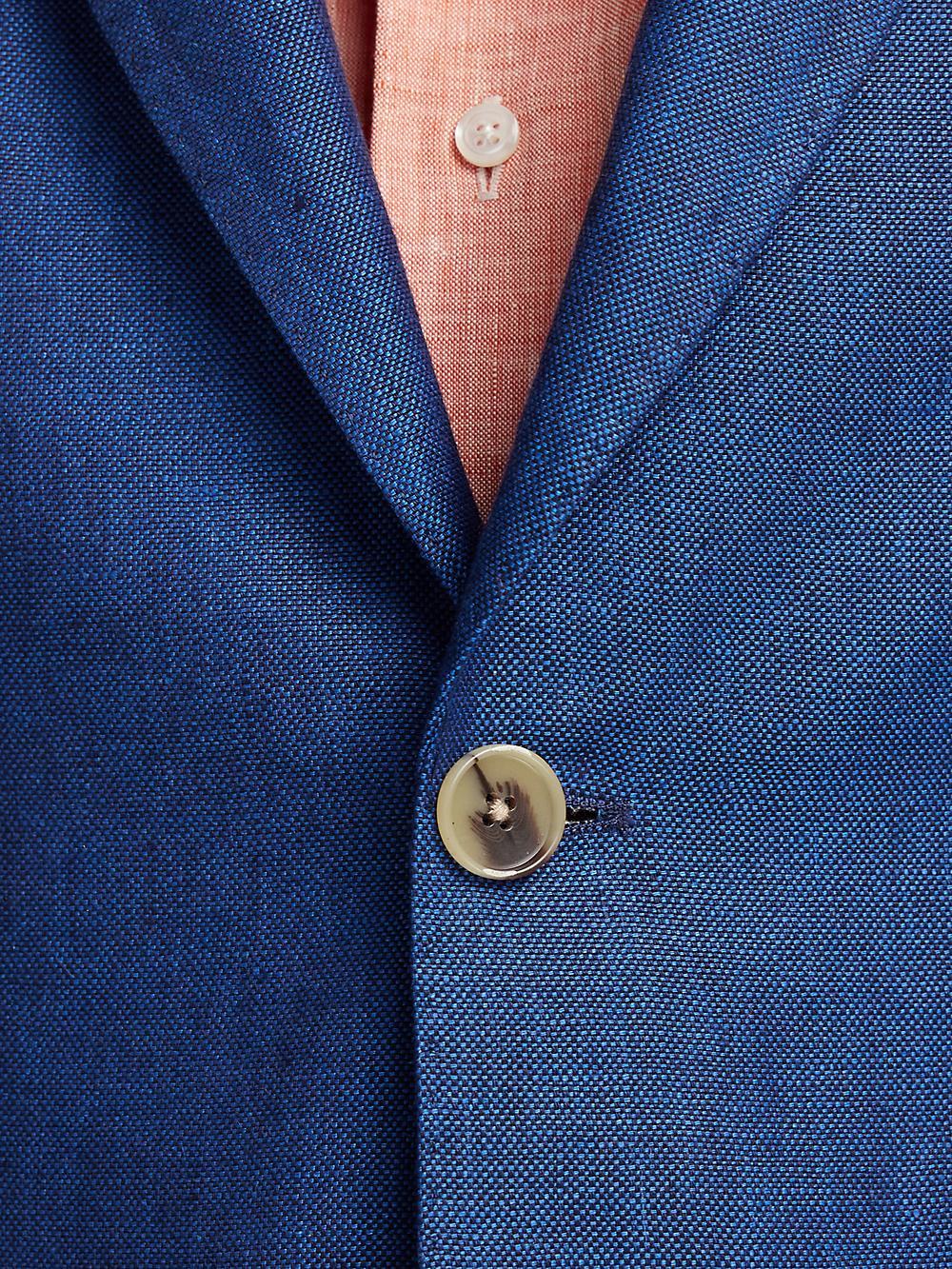 Linen Single Breasted Notch Lapel Sport Coat - Blue Product Image