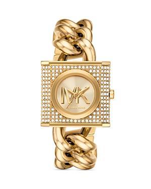 Michael Kors Womens MK Chain Lock Three-Hand Stainless Steel Bracelet Watch Product Image