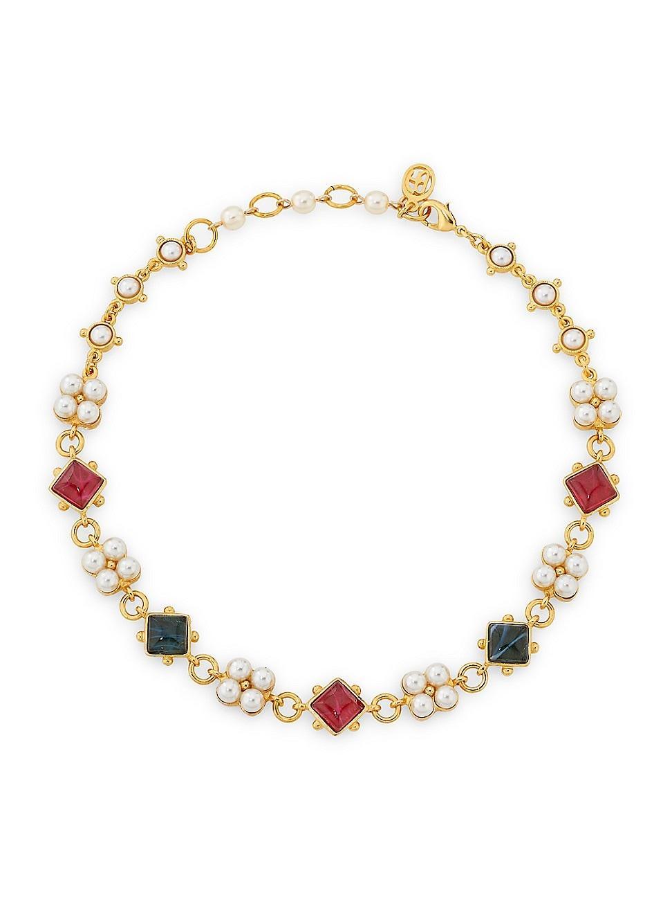 Womens Tudor Gabrilla 24K Gold-Plated, Glass Stone & Pearl Short Necklace Product Image