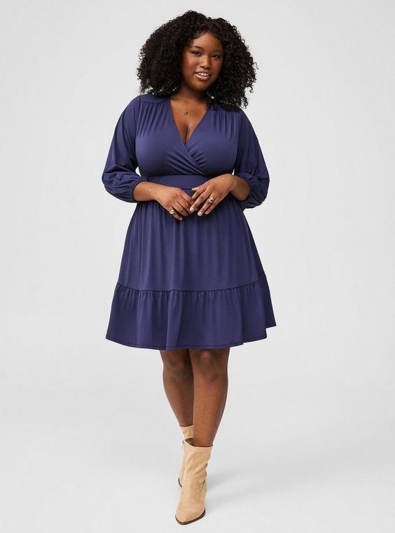 Mini Knit Surplice Tiered Dress Product Image