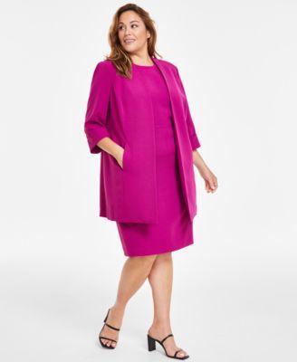 Plus Size 3/4-Sleeve Open-Front Jacket Product Image