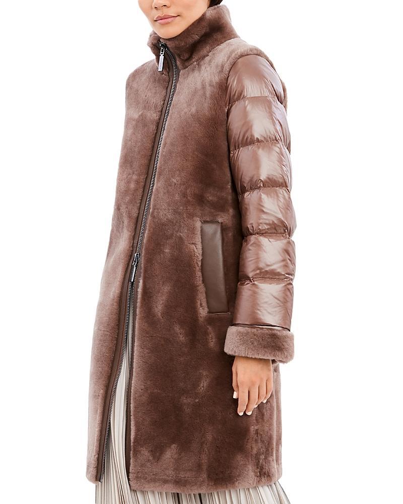 Dawn Levy Monique Shearling Mixed Media Quilted Sleeve Coat Product Image