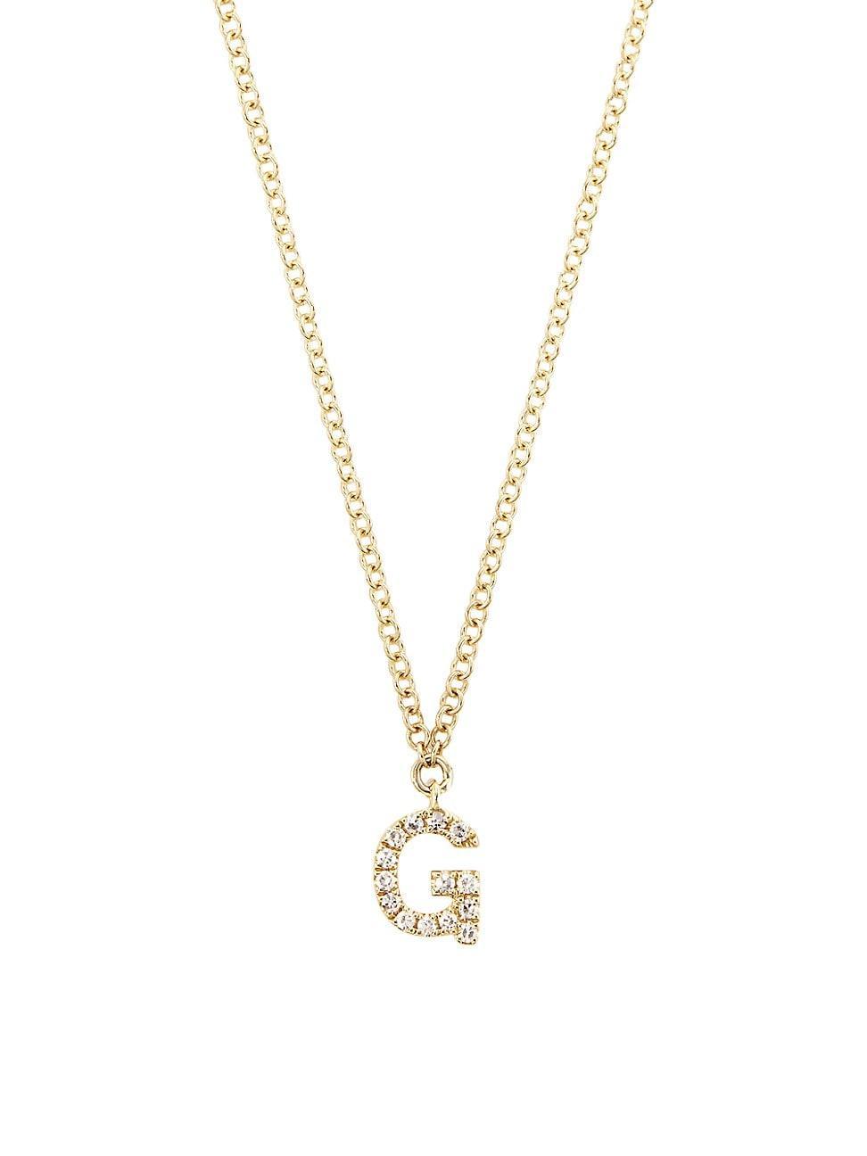 Womens 14K Yellow Gold & 0.03 TCW Diamond Initial Pendant Necklace Product Image