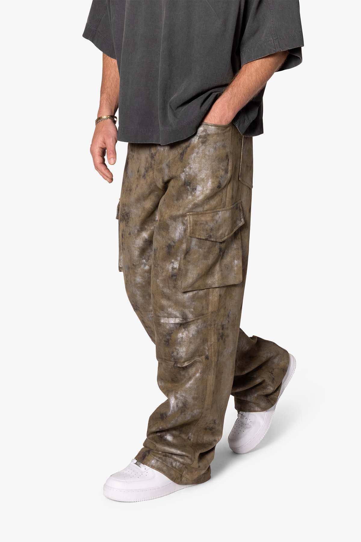 Baggy Dual Tone Sueded Cargo Pants - Olive product image