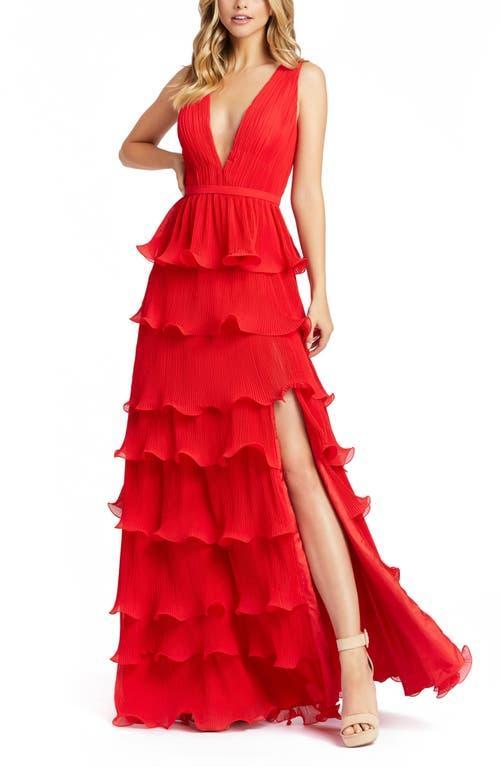 Ieena for Mac Duggal Tiered Ruffle A-Line Gown Product Image