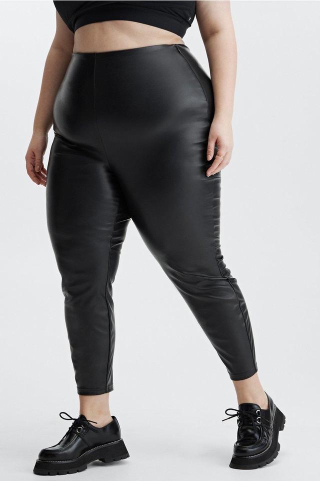 Fabletics High-Waisted Vegan Leather Legging Womens black plus Size 4X Product Image