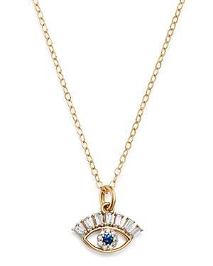 Bloomingdale's Diamond & Blue Sapphire Evil Eye Pendant Necklace in 14K Yellow Gold, 18 - 100% Exclusive - Female Product Image