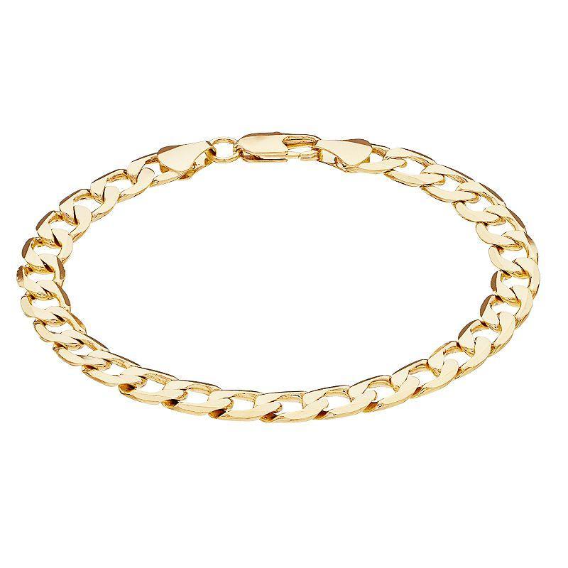 Mens Unbranded Mens 14K gold over Brass Cuban Chain Bracelet Gold Tone Product Image