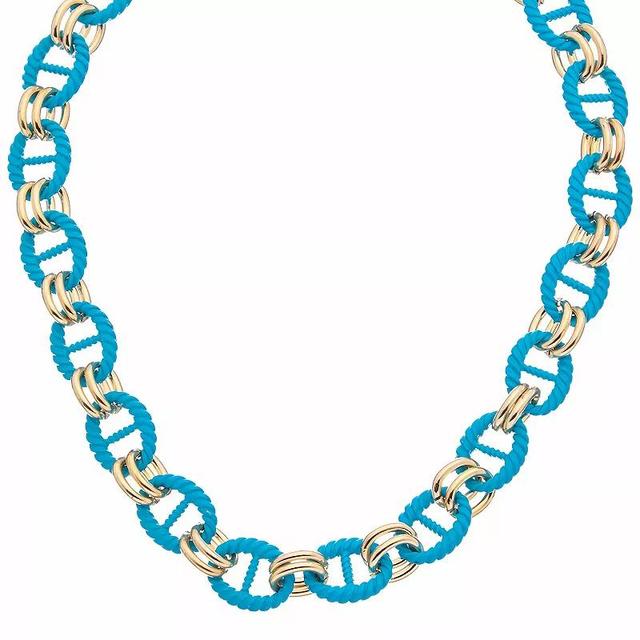 Juvell 18k Gold Plated Blue Accent Necklace, Womens Gold Tone Product Image