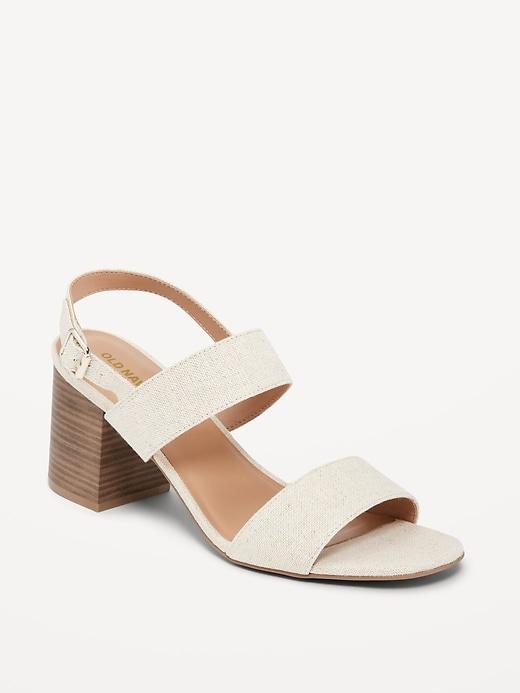 Canvas Block-Heel Sandals Product Image