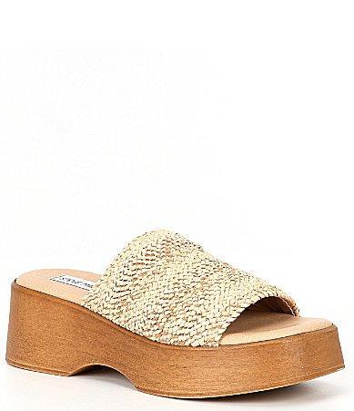 Steve Madden Slinky30 Raffia Platform Clog Slide Sandals Product Image