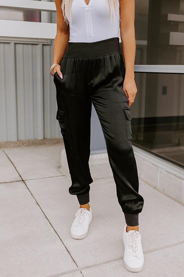 Miles To Go High Waist Satin Joggers Product Image