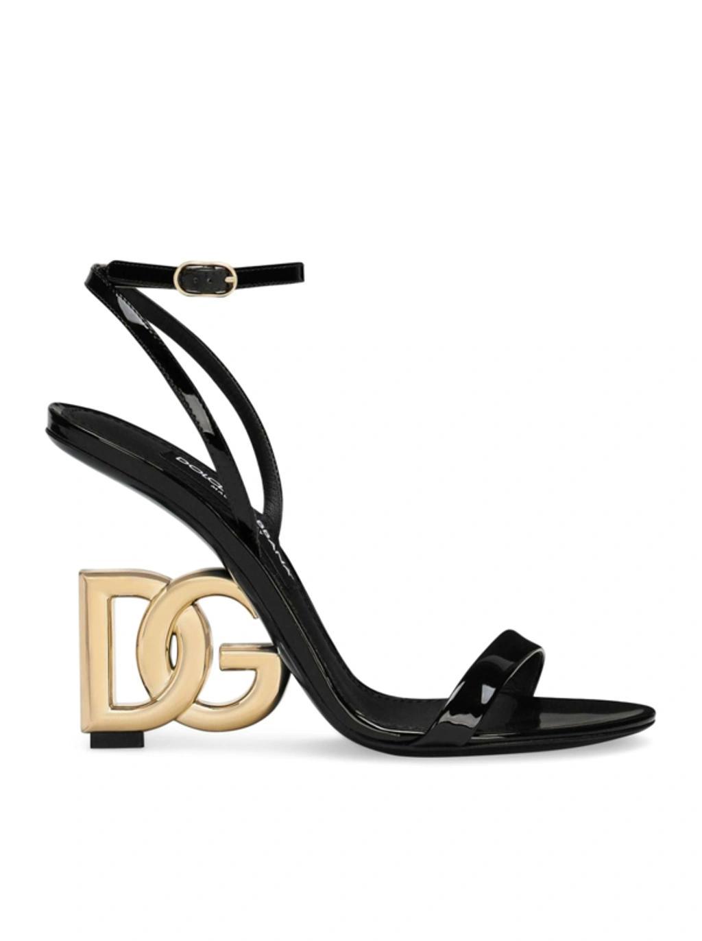 DOLCE & GABBANA 3.5 Patent-leather Sandals In Black product image