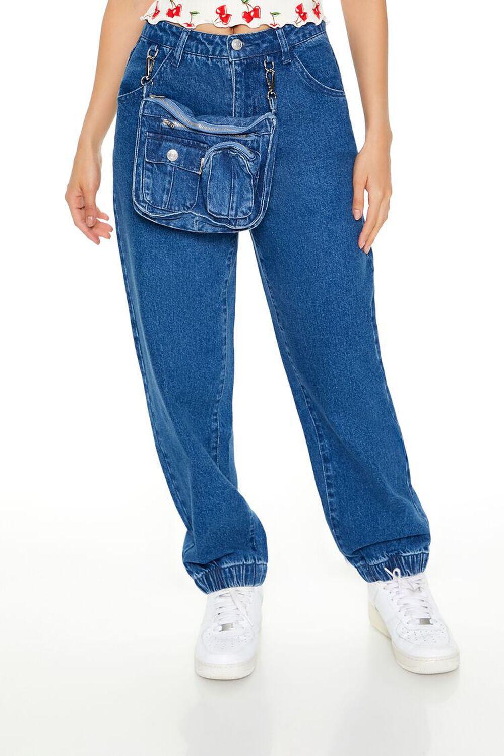 Denim Joggers & Pouch Set | Forever 21 Product Image