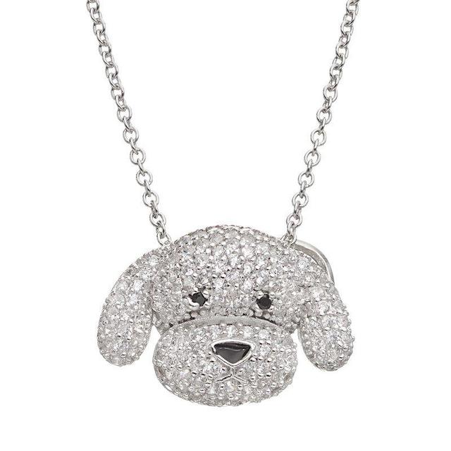 Sophie MillerCubic Zirconia Sterling Silver Dog Pendant Necklace, Womens Black Product Image