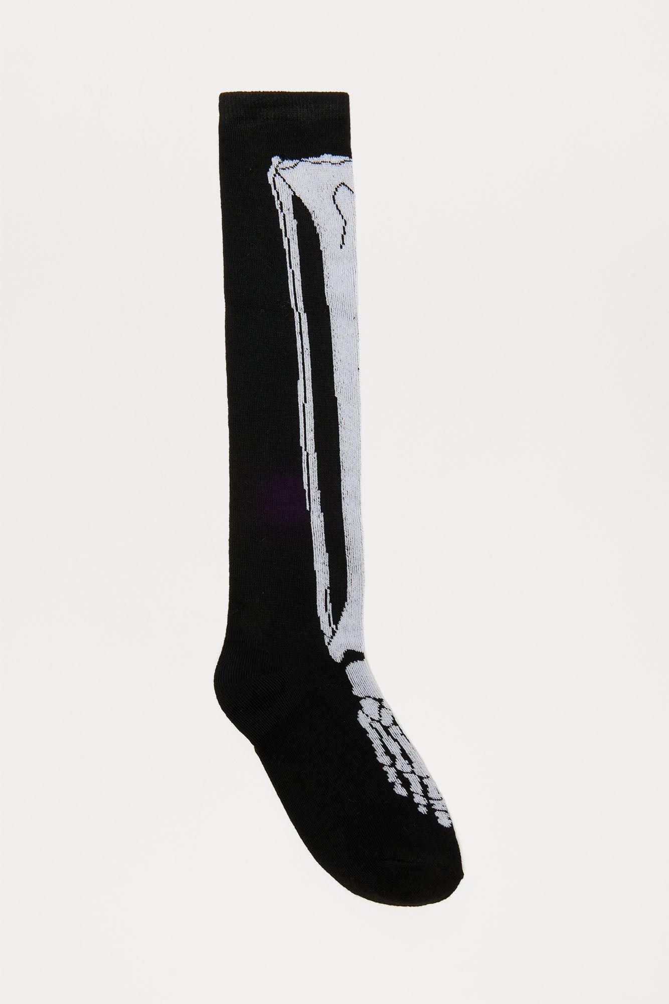 Skeleton Glow In The Dark Socks - Black Product Image