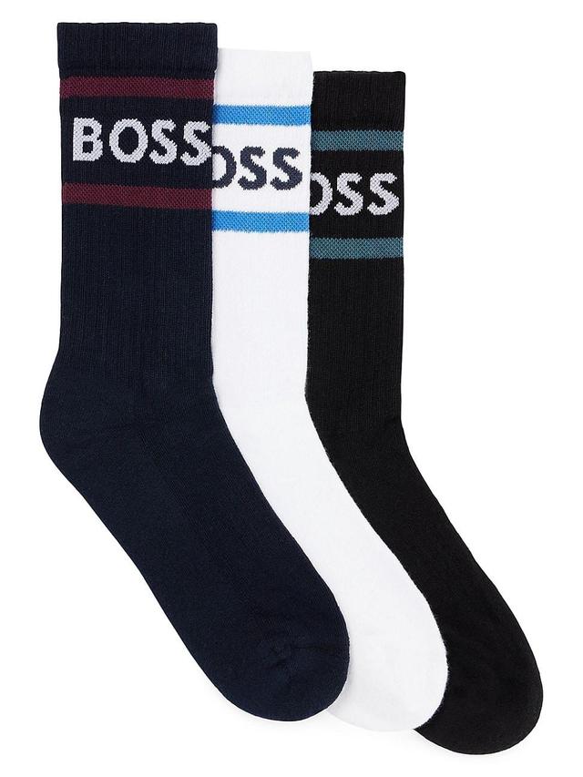 Mens Three-Pack Of Short Socks With Stripes And Logo Product Image