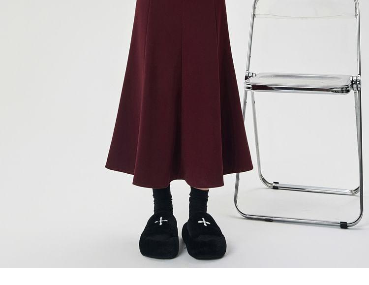 High Waist Plain Midi Mermaid Skirt Product Image