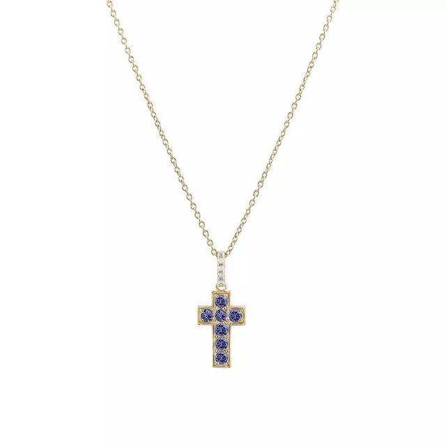 Gemistry Sterling Silver Gemstone Cross Pendant Necklace, Womens Tanzanite Product Image