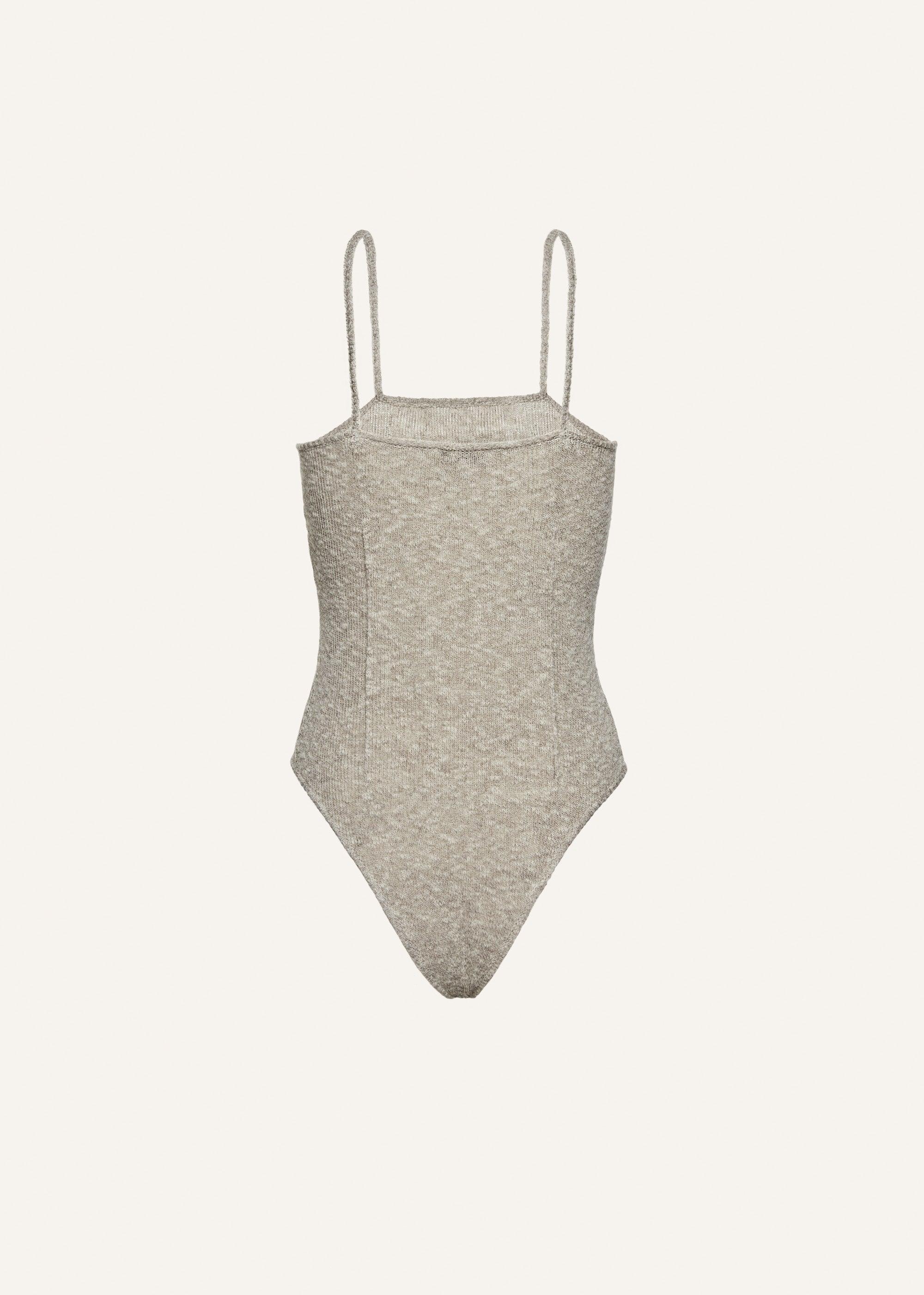 Thin knit bodysuit in grey Product Image