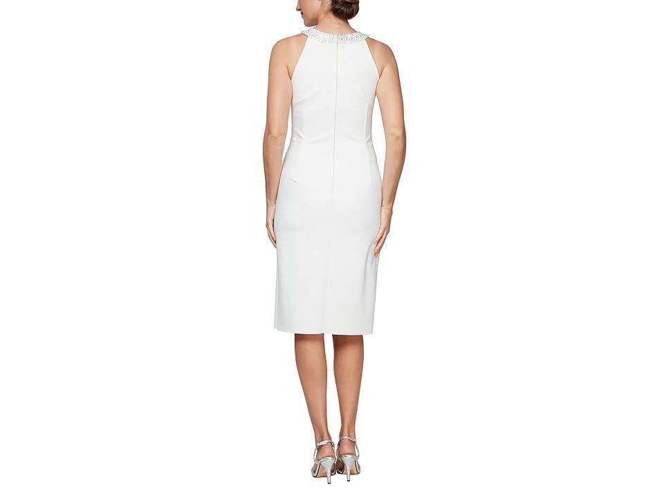 Alex Evenings Short Slimming Dress with Keyhole Cut Out Halter Neckline (Ivory) Women's Dress Product Image